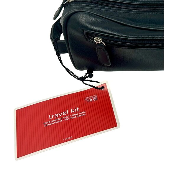 Black Pebbled‎ Vinyl Travel Kit - Top Zipper, 2 Zipper pockets - Picture 7 of 10